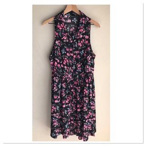 Torrid Button Challis Dress Sleeveless Button Front Floral Black Pink Size 1X